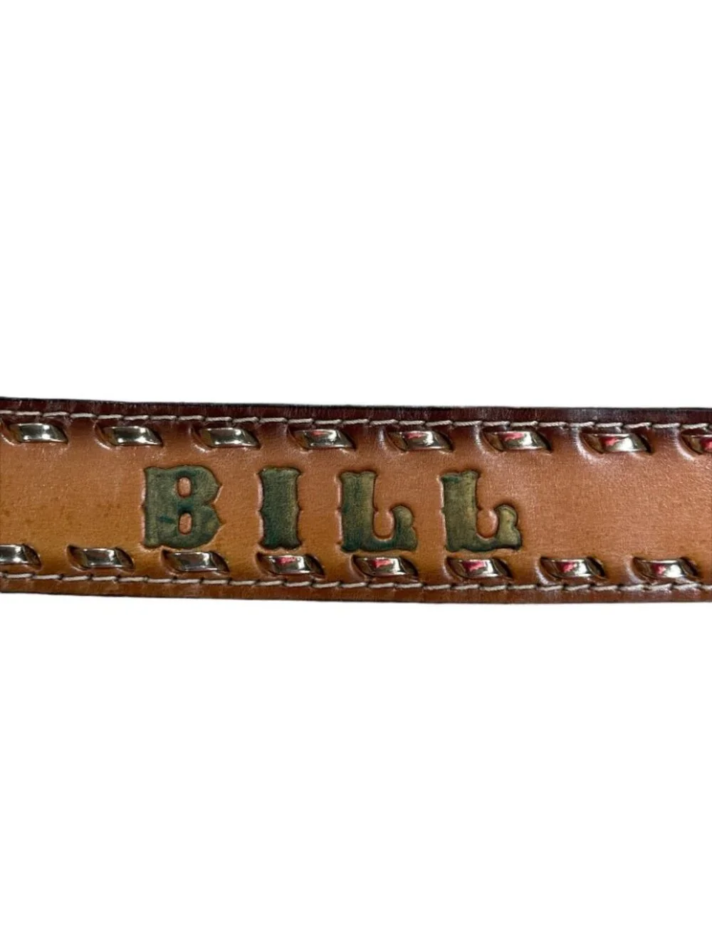 Vintage Guns Buckle Hologram Semi Trucks Leather Tooled Belt 'Bill' Size 36 - Picture 7 of 11